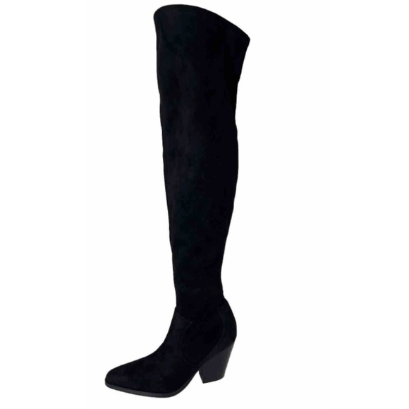 Marc Fisher Cathi Snip Toe Suede Over the Knee Boots 7.5 Black - Picture 1 of 13